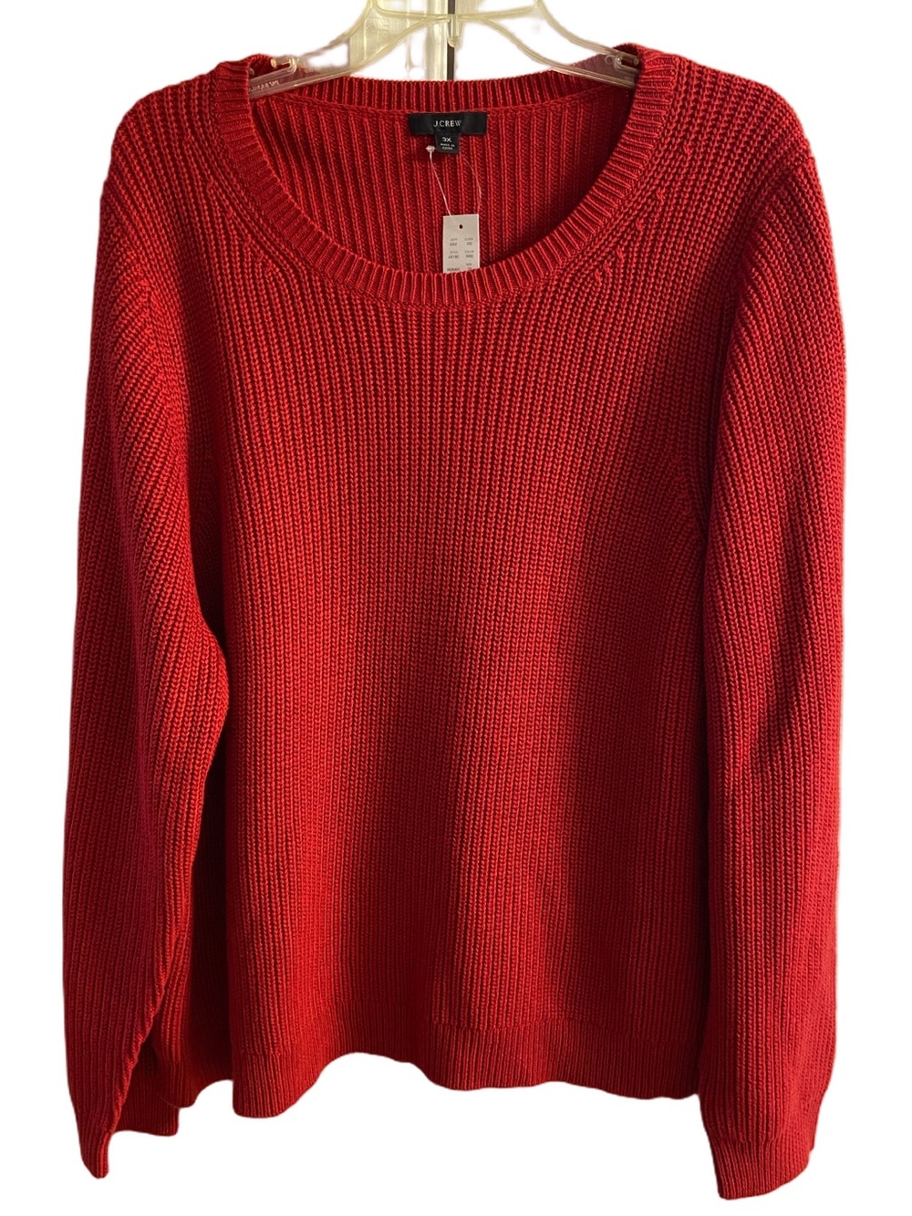 J.Crew Red Chunky Ribbed Scoop Neck Knit Sweater Cashmere Blend 3X NWT